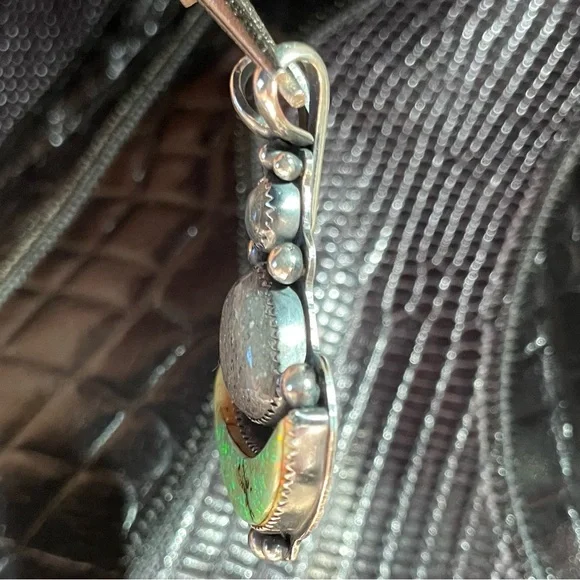 Sterling Silver Monarch Opal Labradorite and Black Sunstone Pendant - Picture 6 of 9